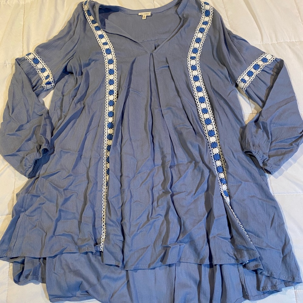 BLUE FLOWY MINI DRESS